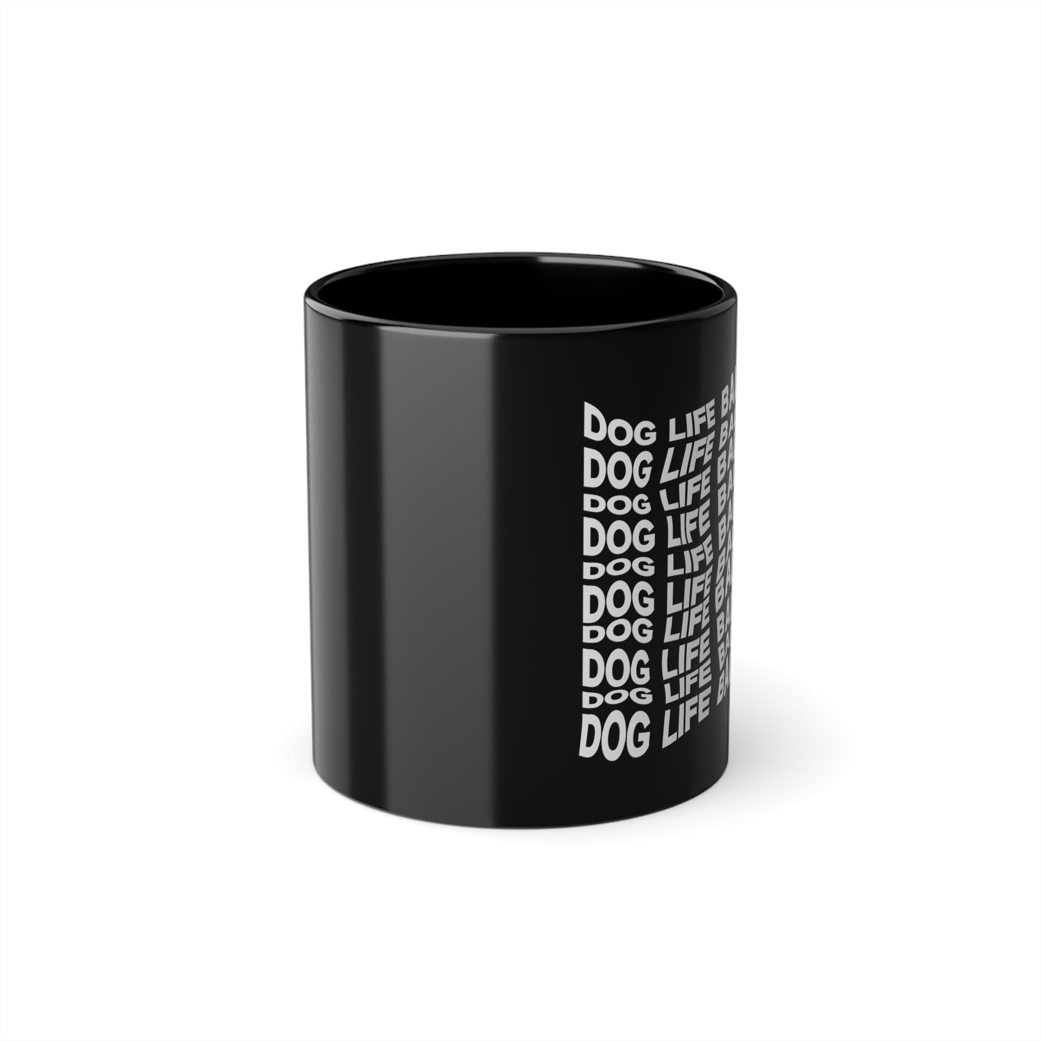 Schwarze Keramiktasse "Dog-Life-Balance"