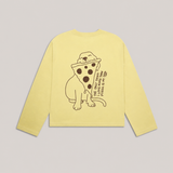 Oversized Longsleeve für Hundebesitzer "Dogs & Pizza" Butter Yellow