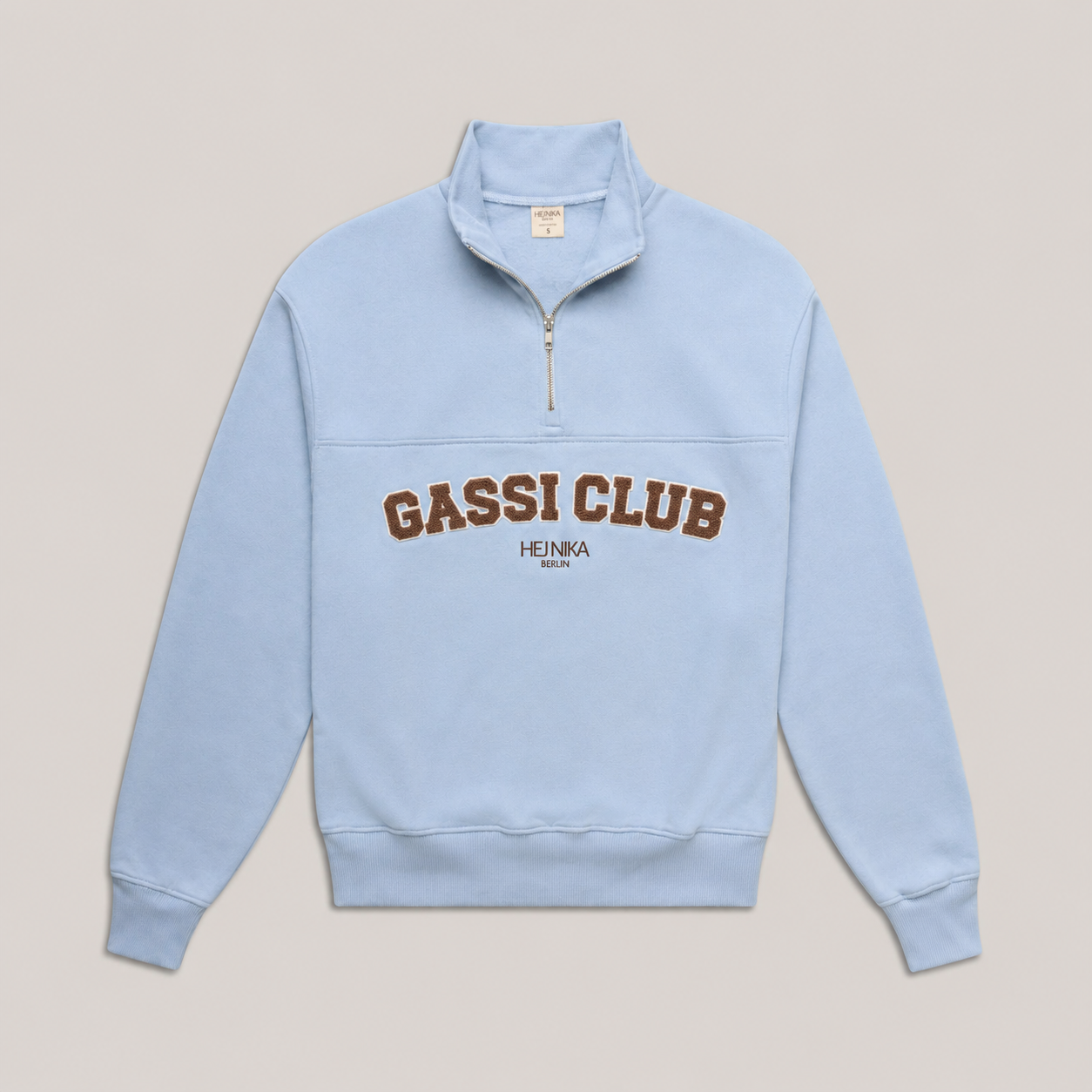 Half Zip für Hundebesitzer "Gassi Club" Light Blue