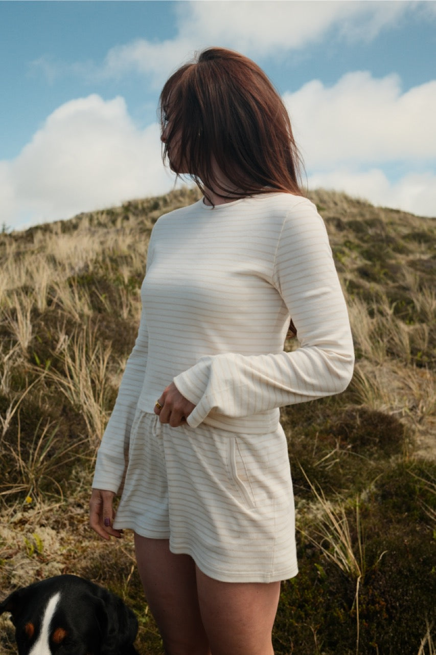 Longsleeve für Hundesbesitzer "Flared" Stripes Beige