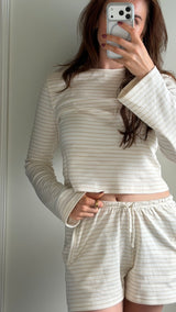 Shorts "Flared" Stripes | Beige