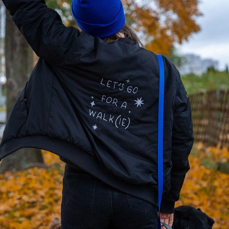 Hej Nika Hundezubehoer Bomberjacke Black Let's go for a walkie