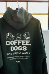 Unisex Hoodie "COFFEE & DOGS" Bottle Green