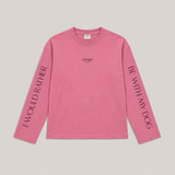 Longsleeve für Hundebesitzer in Rose mit dem Print "I would rather be with my dog" auf den Armen. Hej Nika Logo Print auf der Brust. Der Print ist als Akzent in Burgund. 100% Bio-Baumwolle und gefertigt in Portugal. Designed in Berlin von Hej Nika.