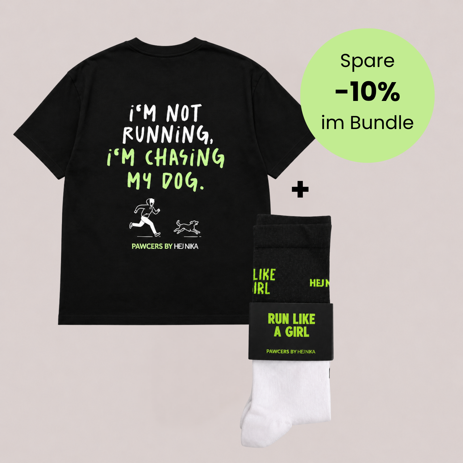 Bundle "Chasing my dog" t-Shirt und Laufsocken