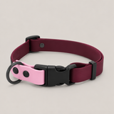 Hej Nika "DUO" Halsband für Hunde. Zweifarbiges Design aus rosa und burgund. Ideal für Gassirunden mit dem Hund. Gefertigt aus BioThane in Polen. Verstellbar, pflegeleicht und robust. 