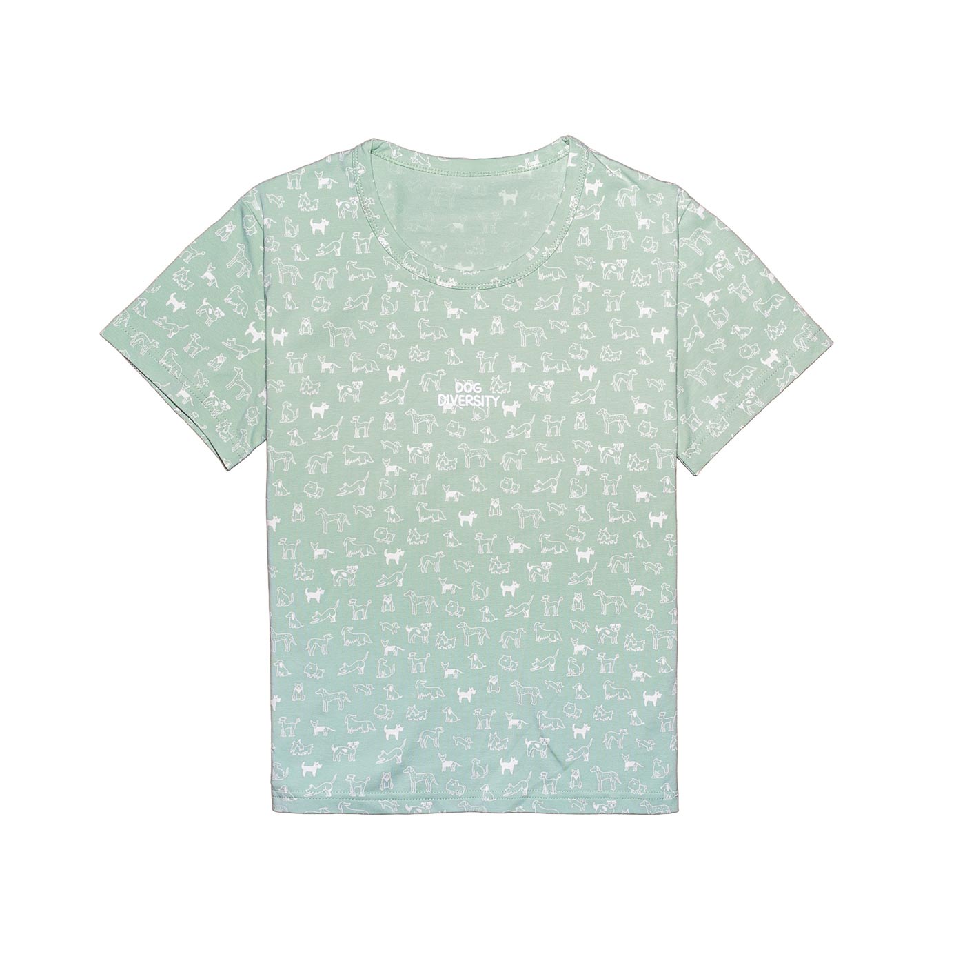 Dog Diversity Pyjama Oberteil kurz für Hundebesitzer in Soft Mint – Bio-Baumwolle mit Hunde-Print – Hej Nika