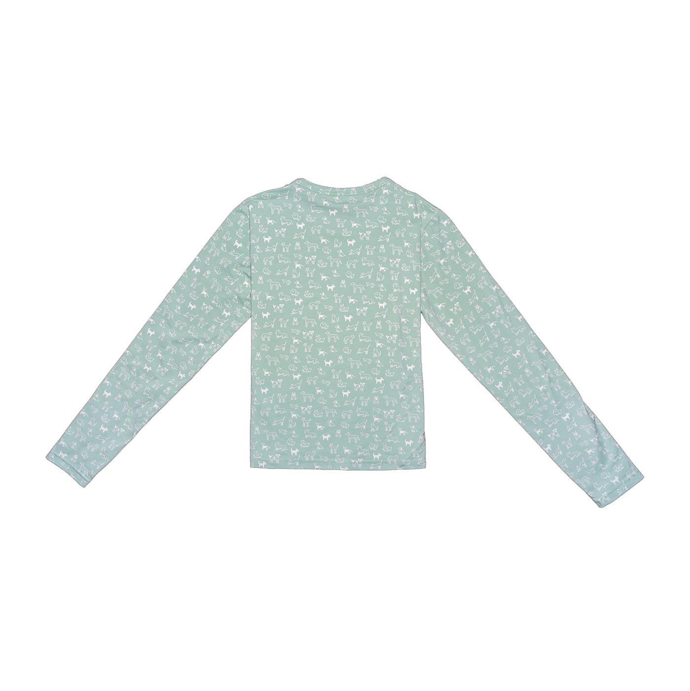 Gefaltetes Dog Diversity Pyjama Oberteil in Soft Mint – Bio-Baumwolle mit Hunde-Print – Hej Nika