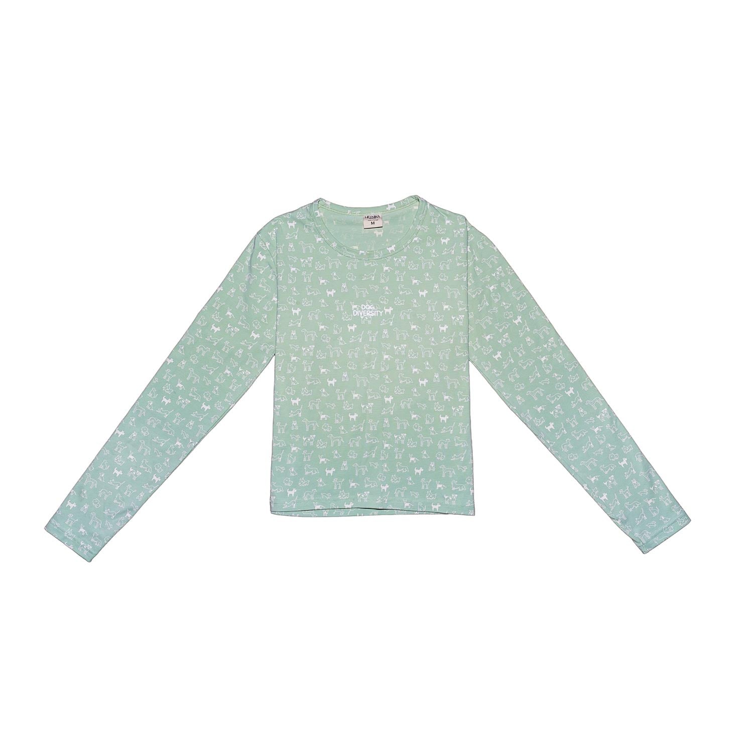 Dog Diversity Pyjama Oberteil für Hundebesitzer in Soft Mint – Longsleeve aus Bio-Baumwolle mit Hunde-Print – Hej Nika