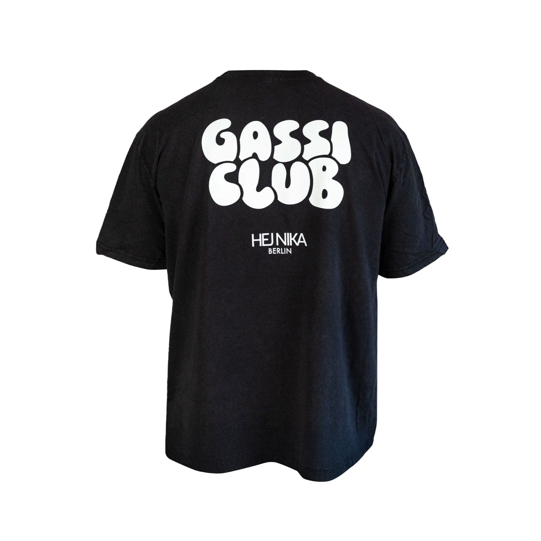 Gassi Club Print auf Washed Black T-Shirt – Statement Shirt für Hundebesitzer – Hej Nika