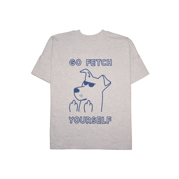Go Fetch Yourself T-Shirt für Hundebesitzer – graumeliert, oversized & nachhaltig – Hej Nika