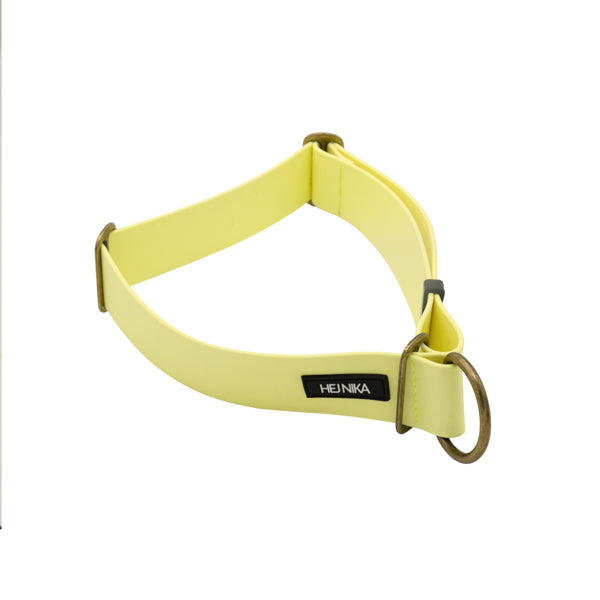 Hochwertiger Altmessing-Schieber am Zugstopphalsband für Hunde – Butter Yellow – Hej Nika