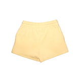 Flatlayaufnahme Sweatshorts für Hundebesitzer "Gassi Club" in der Farbe Gelb.