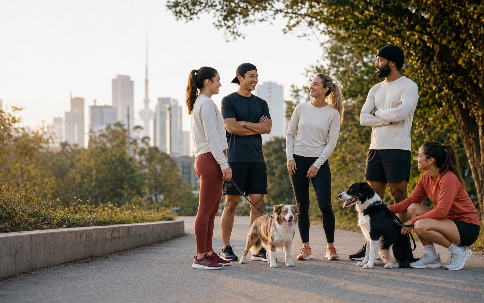 PAWCERS Läuferinnen und Läufer mit Hunden vor einem Community Run